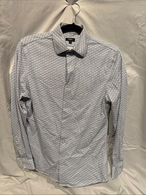 Express Men’s White Shirt with Blue Micro-Print